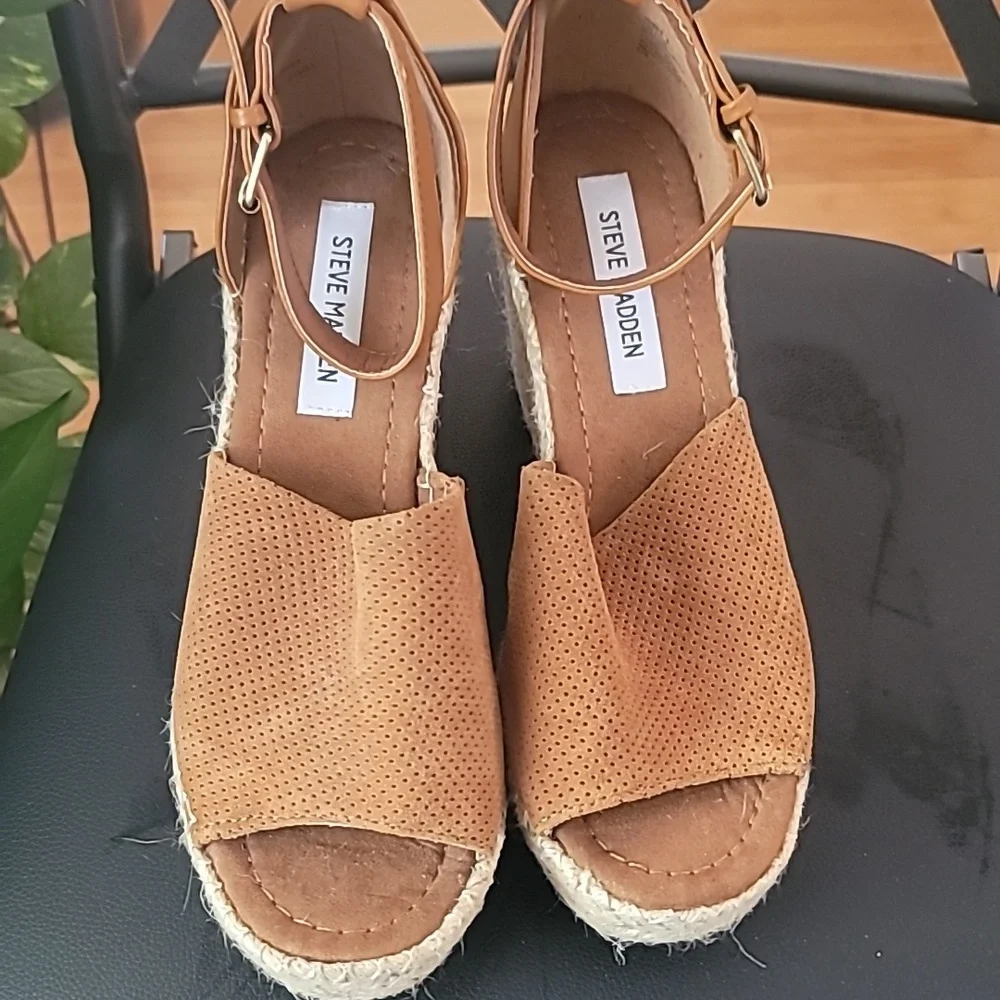 Steve Madden Espadrilles Platform Wedge Heel Sandals SZ 9